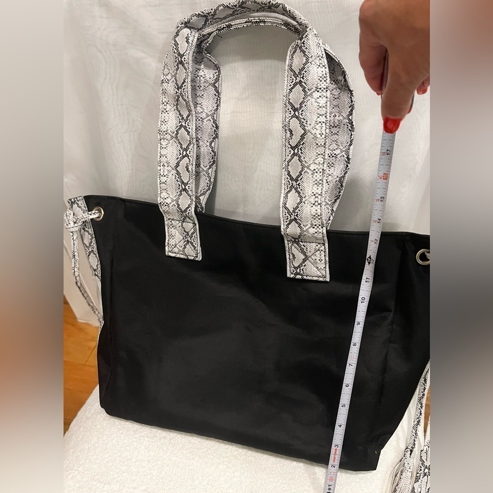 Black/white canvas tote bag Signature club A - Picture 3 of 6